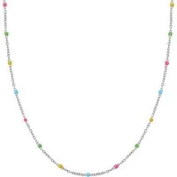 Hey Happiness Charm-Kette Farbharmonie, wasserfeste Halskette, Farbfrohe Edelstahl Kette Damen mit bunten Perlen