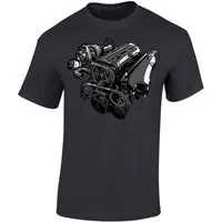 Baddery Print-Shirt Auto T-Shirt: "3 Liter Twin Turbo Motor" - Motorsport Tuning Autofans, hochwertiger Siebdruck, auch Übergrößen, aus Baumwolle