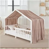 IDIMEX Betthimmel LIAN, Betthimmel Hausbett Deko, Musselin Baldachin aus 100% Baumwolle taupe