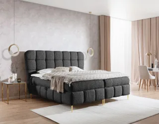 Boxspringbett Schlafzimmerbett GRAZIA 160x200cm Stoff Corbett Schwarz