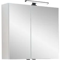 Saphir Badezimmerspiegelschrank Quickset 500, 2 Türen, 67cm breit, LED-Aufsatzleuchte inkl. Schalter und Steckdose
