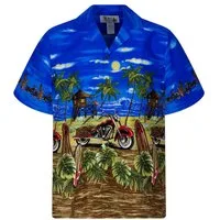 KY's Hawaiihemd "Bike" Herren Kurzarm Baumwolle Kokosknöpfe Original Hawaii