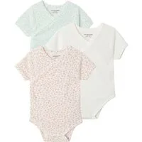 vertbaudet Body Baby Wickelbodys mit Blumenmotiv, Bio-Baumwolle 3er-Pack