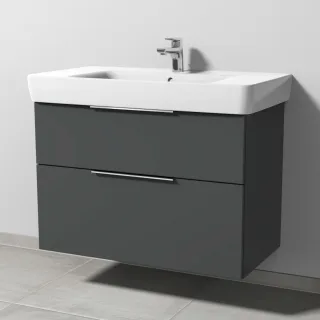 Sanipa 3way Waschtischunterbau zu Geberit Renova Plan Waschtisch mit 2 Auszügen, Anthrazit-Matt UM88022