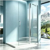 GOEZES Walk-in-Dusche Duschwand Duschabtrennung Glas Duschtür Falttür, Sicherheitsglas mit NANO, (Duschtrennwand, mit Stabilisator), Easy Clean Beschichtung