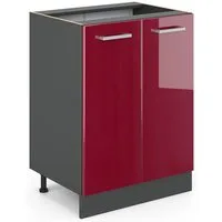 Vicco Unterschrank R-Line, Rot Hochglanz/Anthrazit, 60 cm ohne Arbeitsplatte (1-St)
