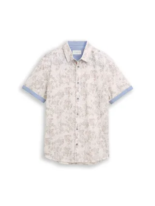 Tom Tailor - Regular Fit Kurzarmhemd mit Muster off white irregular design - Gr. - XXL
