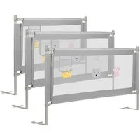 Clanmacy Bettschutzgitter 3X Bettgitter Bettschutzgitter Kinderbettgitter Kinder Baby Bettschutz (150+180+180CM, 3 St), aus Metall