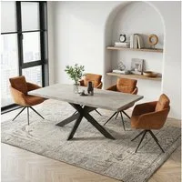 Jiexi Essgruppe Tisch-und Stuhlset, Ausziehbarer Esstisch (130–170 cm) mit 4-6 Stühlen