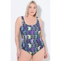 Ulla Popken Badeanzug Badeanzug Tiger ohne Softcups Rundhals