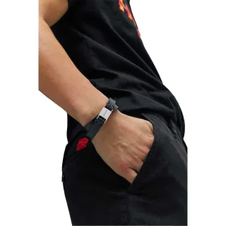 Hugo - Poliert Leder wendbar Armband (Schwarz)