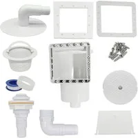 HAF Skimmer ABS Pool Einbauskimmer Komplett Set Weiß Stahlwandbecken Aufstellpool (Mit 32mm und 38mm Schlauchanschluss, Inkl. Skimmerkorb, Einlaufdüse uvm), Für Stahlwandbecken und Einbaubecken