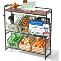 Blumtal Flaschenregal Getränkekistenregal mit Ablage Holzoptik, Kistenregal Metall/Getränkeregal + integriertem Flaschenöffner & Haken