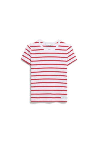 Armedangels - KARDAA STRIPE T-SHIRT white-coral blush - Gr. - XS