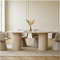 IDIMEX Esstisch TEVELI, Ovaler Esszimmertisch 180 x 90 cm in Travertinoptik Beige