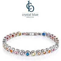 crystal blue Tennisarmband Facetteschliff Zirkonia Kristalle Klappverschluß flexible Verlängerung, minimalistisch elegant