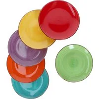 MamboCat Frühstücksteller 6er Set Dessert- Kuchenteller Uni Bunt