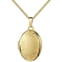JEVELION Medallionanhänger Medaillon Gold 333 OrnamentVerzierung Anhänger zum Öffnen für 2 Bilder (Gold Amulett, für Damen und Mädchen), Mit Kette vergoldet - Länge wählbar 36 - 70 cm oder ohne Kette.