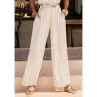 LASCANA Palazzohose mit weiten, plissierten Hosenbeinen mit Plisseefalten, leichte Satinqualität, luftige Sommerhose, elegant