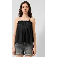 QS Blusentop Bluse Weites Top mit Rüschenkante aus Viskosemix
