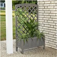 Melko Blumenkasten Rankkasten Blumenkasten Rankgitter Holz Grau 72x30x120 cm Rankhilfe (Stück), Rankhilfe