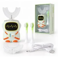 Tekoo Elektrische Kinderzahnbürste Schallzahnbürste Kinder Set, U-Form, Schall & 360° Reinigung, IPX7, Aufsteckbürsten: 4 St., 4-tlg. Bürstenkopf-Set, Komplettset, Kindgerechtes Astronauten-Design, 360° Reinigung, IPX7 Wasserschutz