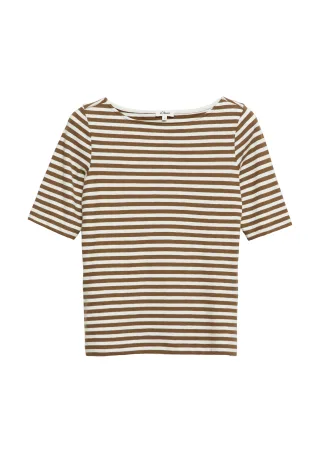 s.Oliver - T-Shirt braun/weiß - Gr. - 44