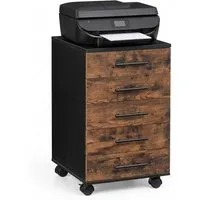 relaxdays Rollcontainer mit 5 Schubladen, Vintagebraun