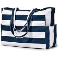 LuxusKollektion XL-Strandtasche Große Strandtasche Damen XXL Wasserdicht mit Fächern Faltbar Blau