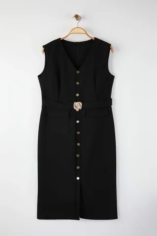 Curve Damen Midi-Kleid, ärmellos, gerade geschnitten, figurbetont ...ärmellos, Tag/Nacht, Plus-Size