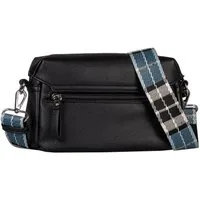 TOM TAILOR Handtasche Chrissi, aus weichem Lederimitat mit breitem karierten Gewebeband