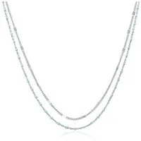 JEWLIX Edelstahlkette Layerkette Damen in Silber Verzierungen aus Emaille, hellblau N5147