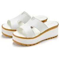 LASCANA Sandale, Sommerschuh, Mule, offener Schuh, Pantolette NEU aus Leder mit Keilabsatz