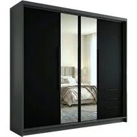 A&J MöbelLand GmbH Drehtürenschrank viertüriger Kleiderschrank mit Schubladen und Metallgriffen. (Geräumiger vier¬türiger Kleiderschrank mit Schubladen und Metallgriffen. Geräumiger Schrank mit einer Breite von 200 cm und Schubladen, ideal zur Aufbew