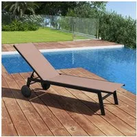 COSTWAY Gartenliege, 1 St., Liegestuhl mit Rollen, 6-stufig verstellbar