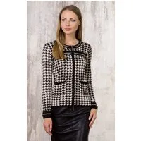Passioni Cardigan mit Hahnentrittmuster und Kettendetails