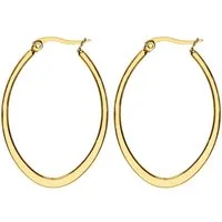 LÖB Paar Creolen Edelstahl 18K gold vergoldet Creolen Ohrringe Oval Tropfen 30mm (Geschenke für Frauen Beste Freundin Mutter Mama Damen zum Geburtstag Weihnachten Weihnachtsgeschenke, Inkl. Schmuckbox), Damen Klappcreolen Kreolen hängend Groß Flach B