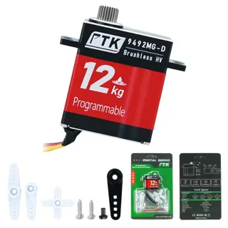 PTK 9492 MG-D 9g 12KG High Torque Stainless Steel Gear Waterproof Brushless Digital RC Servo for Fixed Wing Car and Airc
