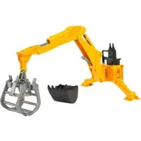 Bruder® Spielzeug-Landmaschine Zubehör: Heckbagger mit Greifer (02338), Made in Europe