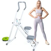 Rutaqian Stepper für Zuhause, Stair Stepper Zusammenklappbarer bis 150 kg (Tragbarer Stepper mit 3 Widerstandsstufe,3 Höhenstufen, LCD-Display), Tragbarer Treppensteiger Vertical Climber Maschine Ganzkörpertraining