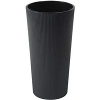 Dehner Blumentopf Lilia, Ø 20 - 25 cm, Höhe 36 - 47 cm, recycelter Kunststoff, leichter Säulen-Übertopf für Zimmerpflanzen, geriffelte Oberfläche