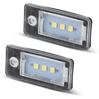 LLCTOOLS KFZ-Ersatzleuchte LED Kennzeichenbeleuchtung Auto, E-geprüft mit geringem Verbrauch, Plug and Play, 2 St., kaltweiß, 6000K, 18 SMD, für Audi A3 8P A4 B6 B7 A5 A6 4F Q7 SET