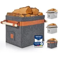 OAKAGE Kaminholzkorb Holzkorb für Kaminholz Feuerholzkorb Brennholzkorb Kaminkorb Filzkorb, einfallsichere Seitenwände