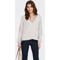 ONLY Langarmbluse ONLGREGOR METTE LS LACE TOP WVN Kunstfaser, regular fit, V-Ausschnitt, Regular Waist