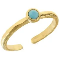 Made by Nami Goldring Damen Ring Gold mit türkisfarbenem Stein verstellbar wasserfest, aus Edelstahl – minimalistisches Design – Boho-Stil – mit Edelstein