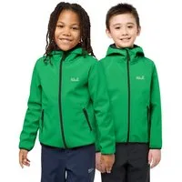 Jack Wolfskin Softshelljacke FOURWINDS JACKET KIDS für Kinder, mit Kapuze, wasserabweisend, windabweisend, atmungsaktiv