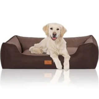 Knuffelwuff Hundebett Luke aus Velours mit feinem Handwebcharakter braun XL