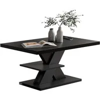 Casaria Couchtisch Detroit, Holz 2 Ablagen 90x60cm Modern Eckig Kratzfest Schwarz