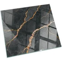 Tulup Bodenschutzplatte Schwarz Eleganter Marmor, Gehärtetem Glas Kaminöfen Schutzplatte