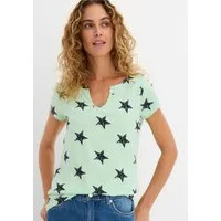 bonprix T-Shirt schmale Passform, Kurzarm-Design, mit Sternprint